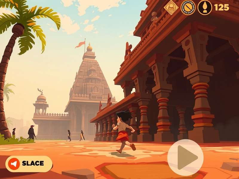 Ancient Temple Runner gameplay screenshot showing character running through temple